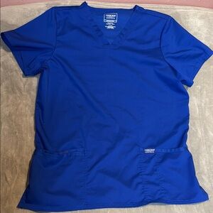 Women’s Cherokee Royal Blue V-Neck Scrub Top - Size Large